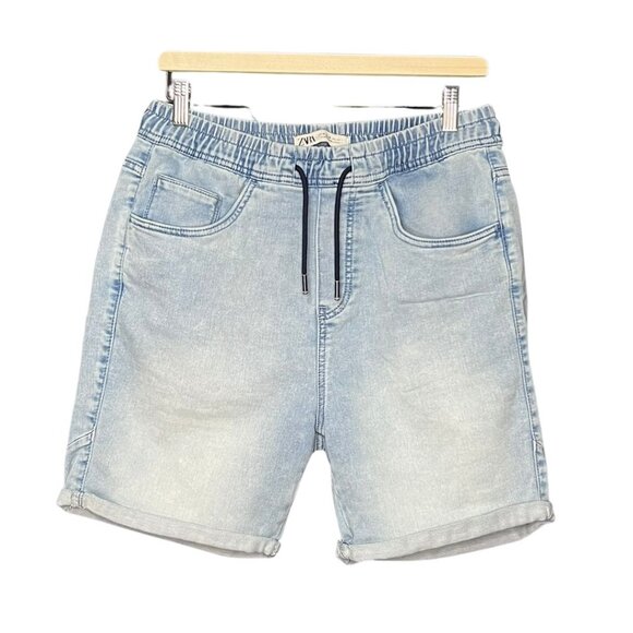 Zara Other - ZARA Jogger Shorts Men's Elastic Waist Denim Shorts Size Medium